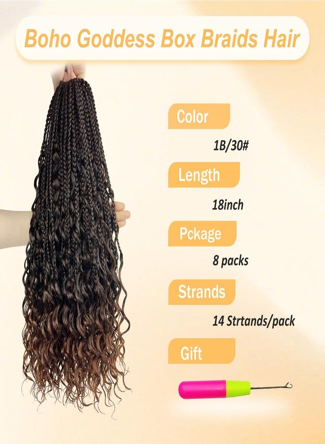 Opini Goddess Box Braid Crochet Hair for Black Women 8 Packs Boho Box Braids Pre Looped Bohemian Braid Hair Extension with Natural Looking Curls Ends (1B/30# 18Inch) - Image 3